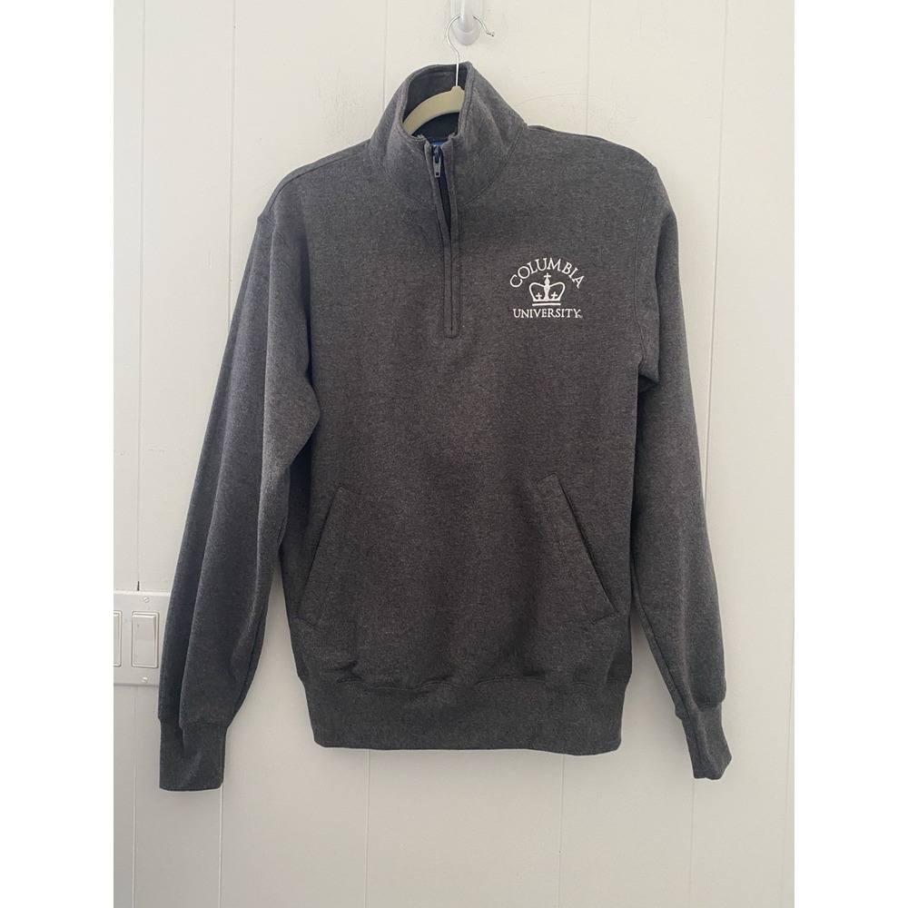 Columbia University Champion Eco Fleece 1/4 Zip Pullover Sweatshirt Gray Small